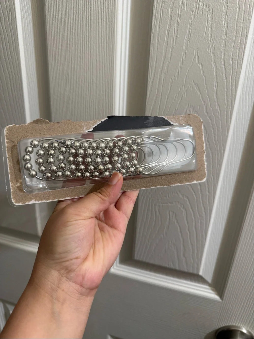 Silver Shower Curtain Hooks with Bead Accents - Women Accessories